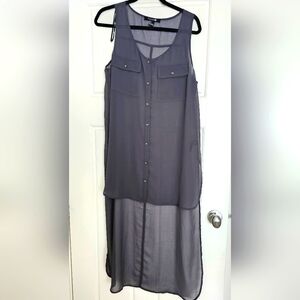 FOREVER 21 Sheer button up sleeveless overlay vest Large